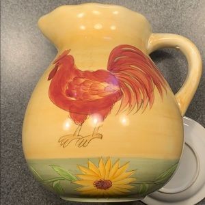 Ceramic rooster/sunflower pitcher
